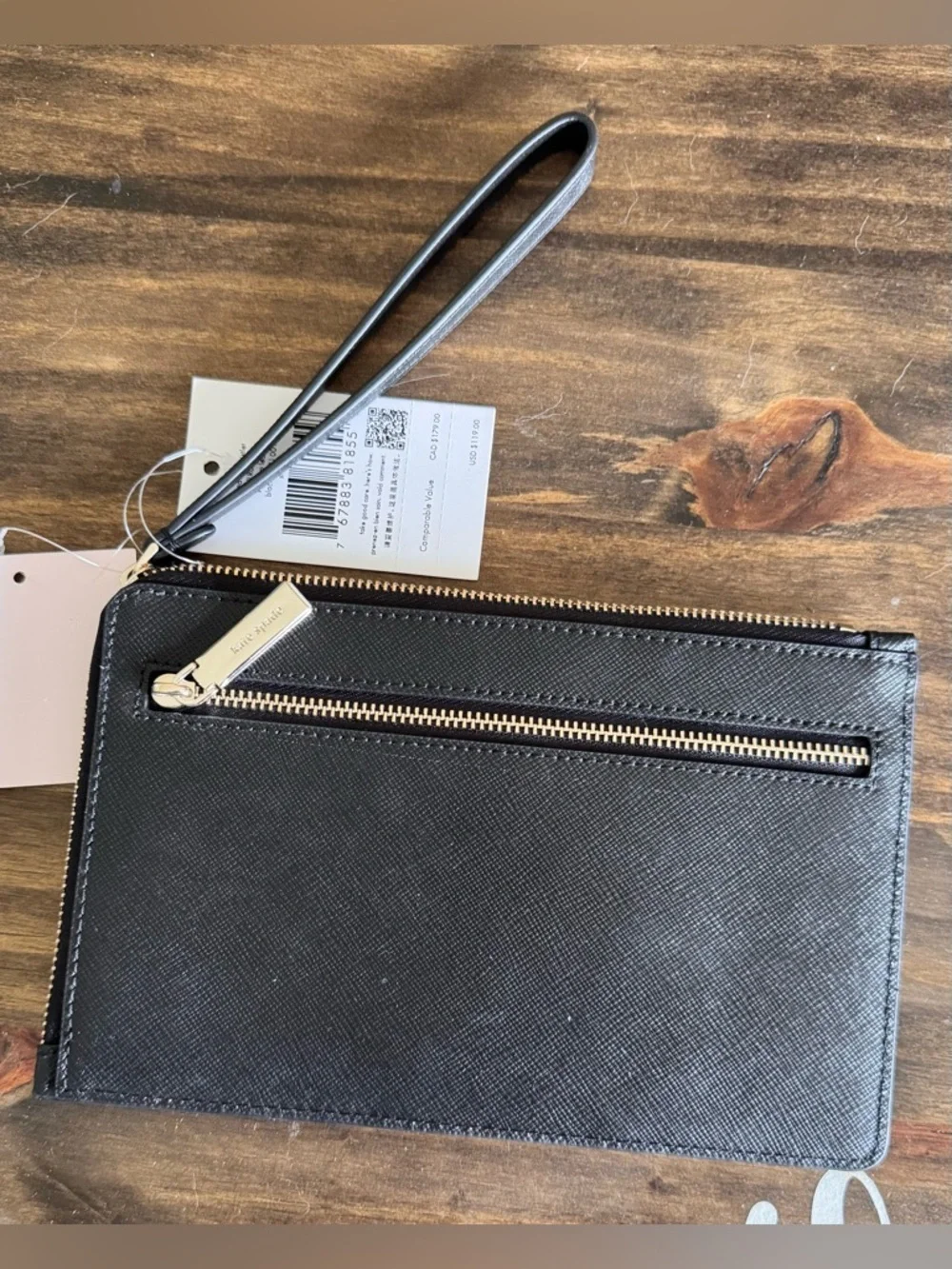Kate Spade Staci Wristlet Black Saffiano Leather NWT Zip Clutch Wallet WLR00134 - Picture 2 of 7